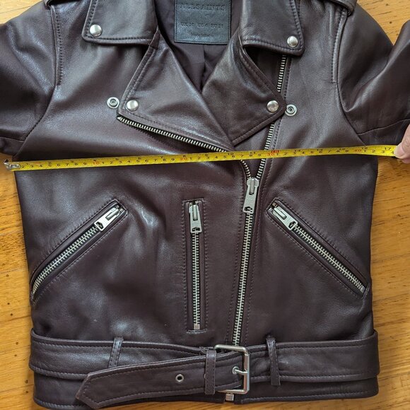 All Saints Balfern brown/burgundy leather moto - Picture 8 of 9